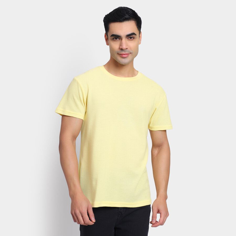 Men's Round Neck Half Sleeves T-Shirt , Yellow, large image number null